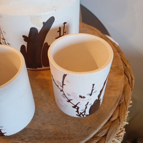 Handmade Japanese tea set like new, 23 cm teapot and 8 cups