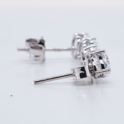 Diamond earrings certified, 14k white gold, 2.23 CT total