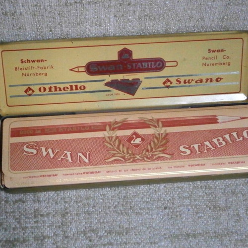 Stabilo Swan Tin Box with 12 Pencils New German Vintage
