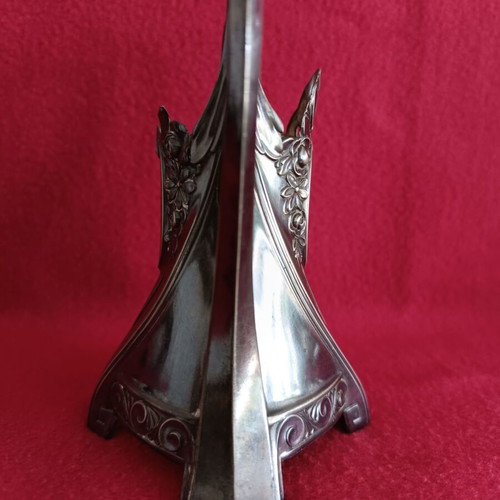 Art Nouveau vase used metal and glass with engraving