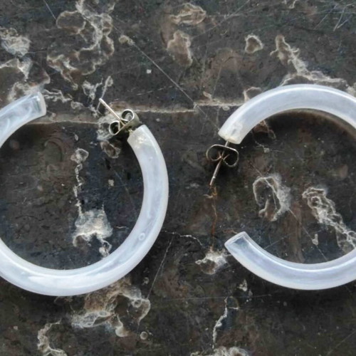 Vintage earrings hoops with milky texture like new