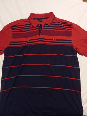 Revmo men's shirt 5XL like new, black and red stripes, short sleeve