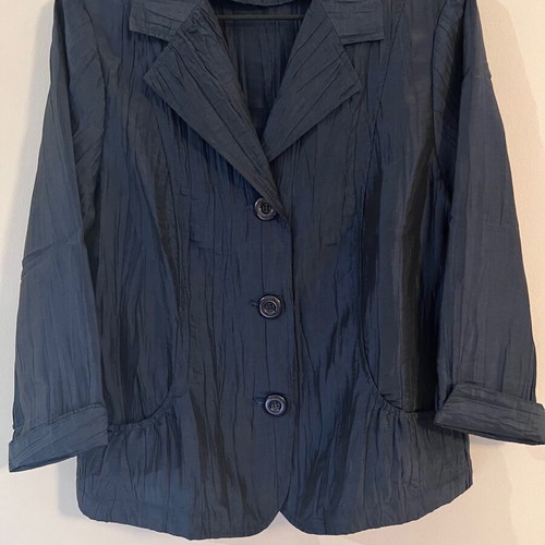 Laura Lardini blazer jacket, navy blue, crinkled texture
