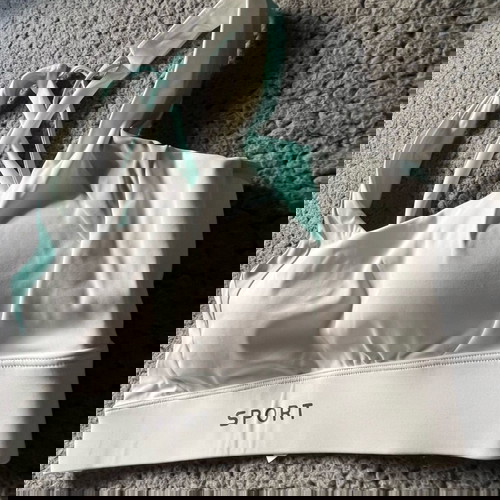 Sports bra like new, white and turquoise, size S/M