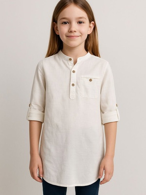 ZARA Kids λευκό πουκάμισο με γιακά Μάο σαν καινούργιο, 11–12 ετών
