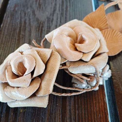 Bridal wreath with flowers new handmade leather