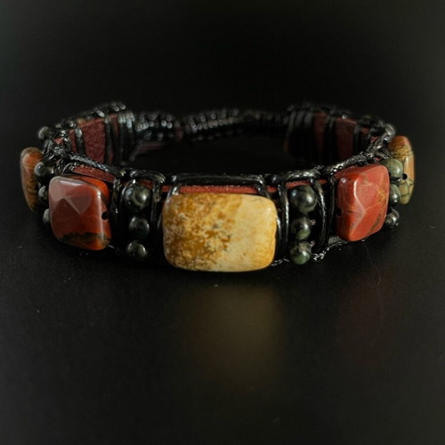 Men’s bracelet Energy of Change new with jasper, red jasper, unakite