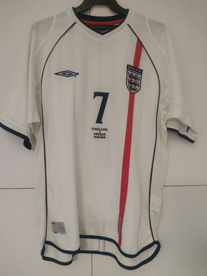 David Beckham England vs Greece 2001 jersey used