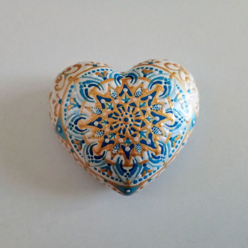 Handmade mandala heart decoration new with acrylics