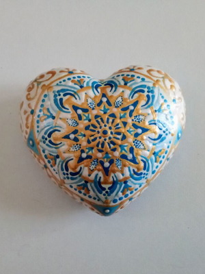 Handmade mandala heart decoration new with acrylics