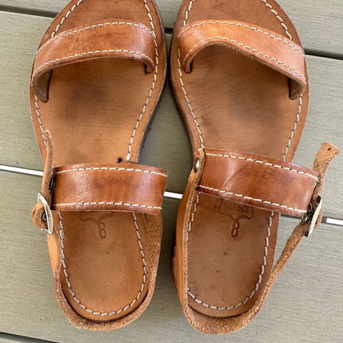 Children's leather sandals with strap, size 26, brown