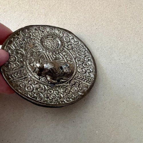 Metallic Elephant Incense Holder like new with lotus design