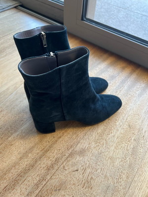 Women's blue ankle boots slightly used, leather, size 37.5 EU
