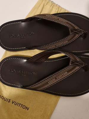 Louis Vuitton men's brown flip-flops – Size 43 – Unworn with box & case
