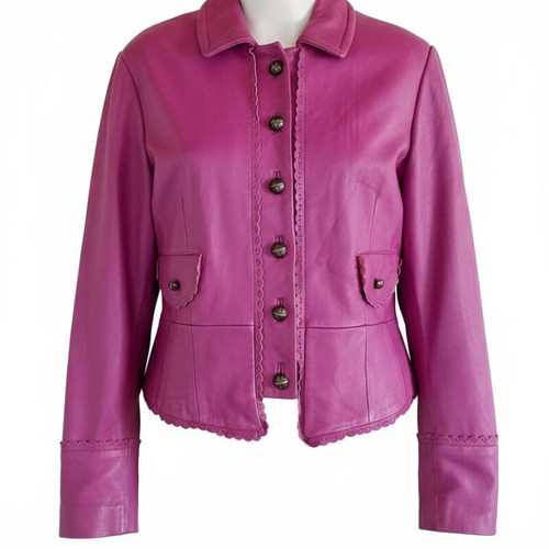 Vintage purple leather jacket Tintoretto used, size L