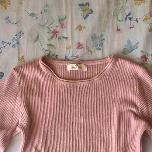 Pink ribbed knitted blouse like new, size S