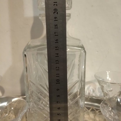Liqueur set like new with six glasses, bottle and serving tray