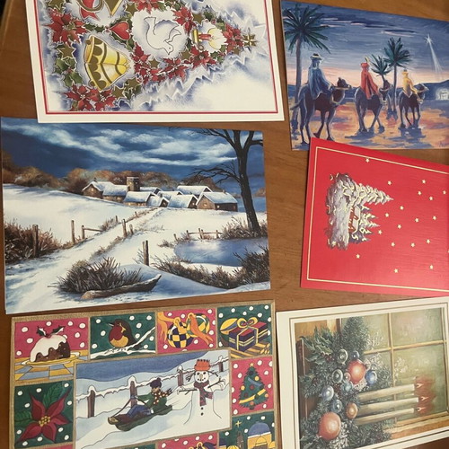 Christmas postcard set new, 6 large and 2 small with envelopes