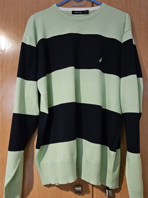 Nautica sweater with green and blue stripes, XL