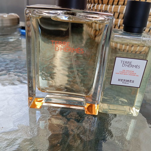 Terre d'Hermès men's fragrance set new, 100ml Eau de Toilette with shower gel