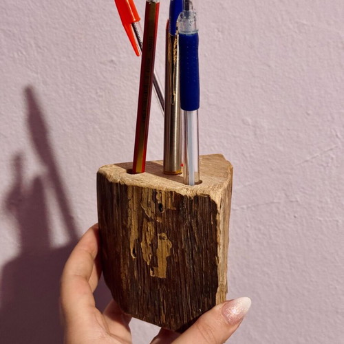 Wooden handmade pencil holder new