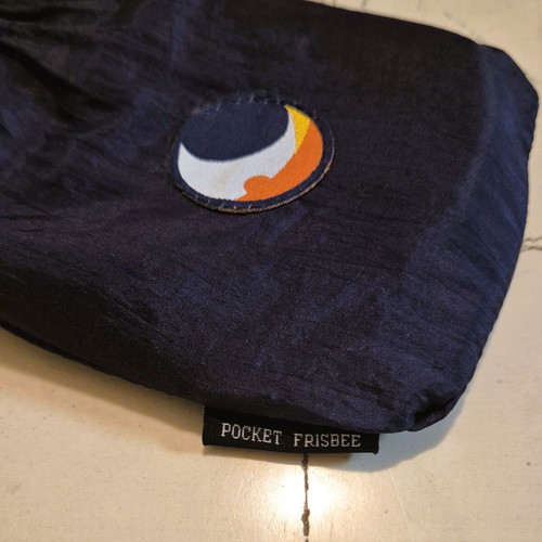 Frisbee Ticket to the Moon navy blue like new, fabric