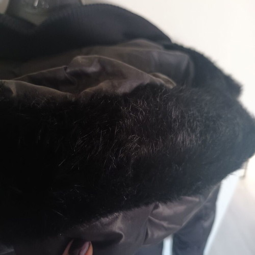 Toy G. jacket used, black, size S, down filled with natural fur hood