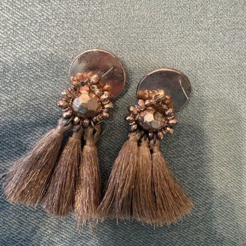 Vintage Atelier earrings new, beige and pink summer tassels