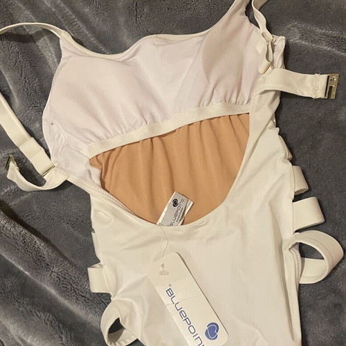 Bluepoint onepiece white cut out swimsuit new, size S