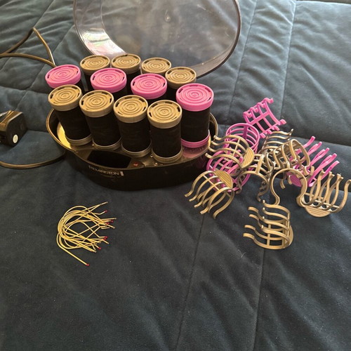 Remington hot hair rollers set used, UK plug, missing metal pin