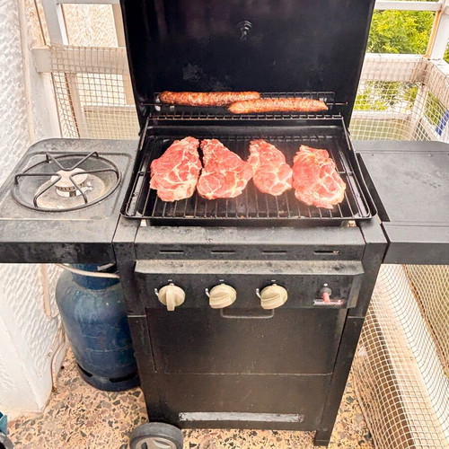 Barbecook gas grill used with burner and gas cylinder