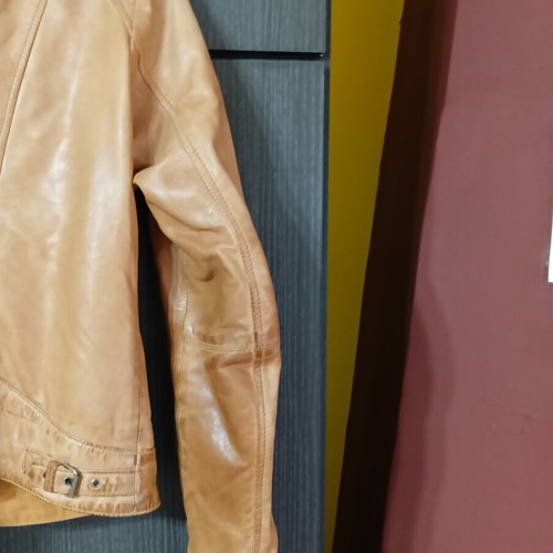 Stradivarius women's leather jacket used, beige, size L