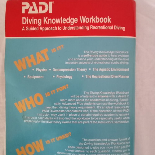 PADI Diving Knowledge Workbook 1993 used