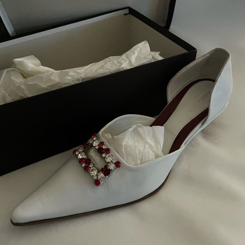 Vintage Andrea Lattanzi leather pumps white and red size 41 like new