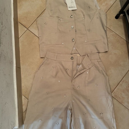 Vest and pants set new, beige, size S/M