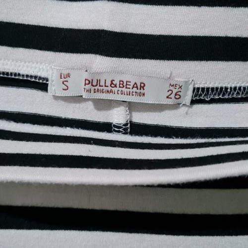 Cotton maxi skirt with horizontal black and white stripes. Size 26 (small)