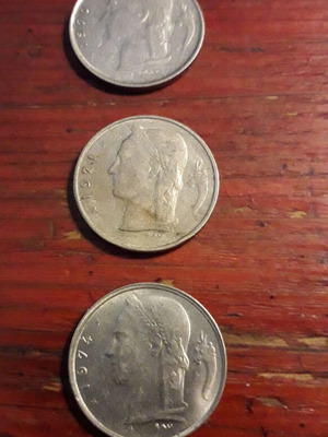 Belgium 1 Franc μεταχειρισμένα, πακέτο 3 νομισμάτων 1970, 1971, 1974