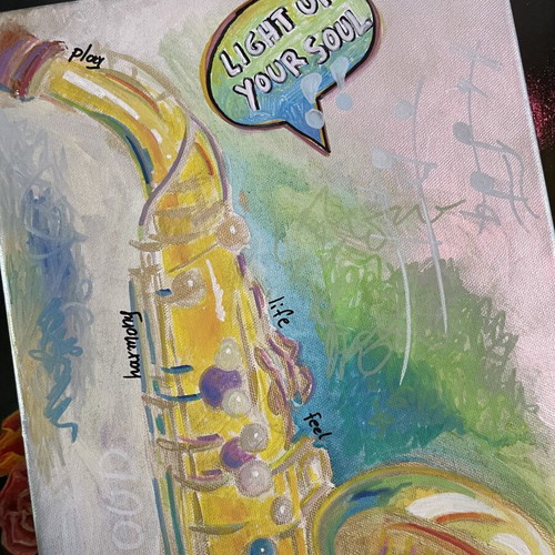 Painting saxophone pop art new 25x50cm