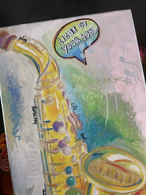 Painting saxophone pop art new 25x50cm