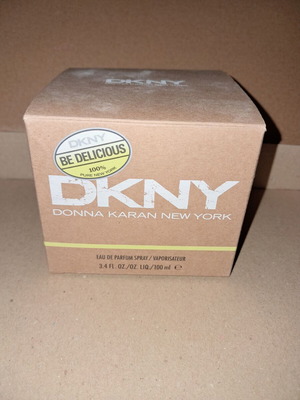 DKNY Be Delicious perfume bottle used, empty with box