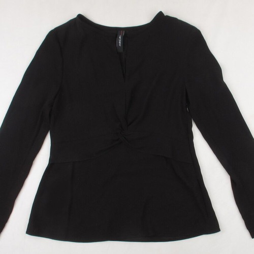 MarcCain blouse black V-neck size 2 S-M like new