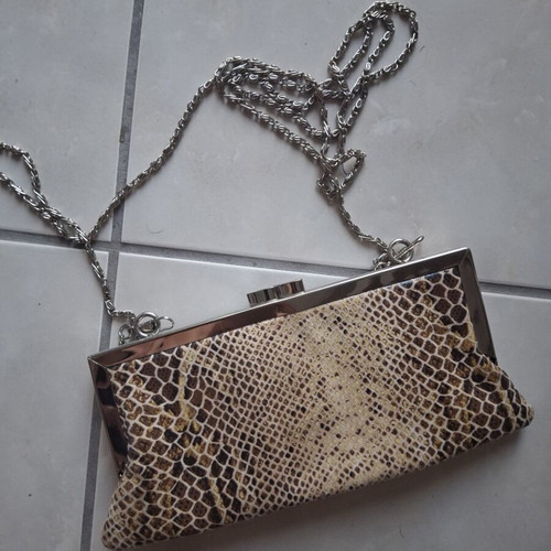 Small crossbody bag with chain, like new, black and beige