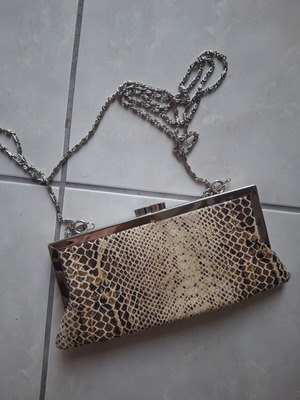 Small crossbody bag with chain, like new, black and beige