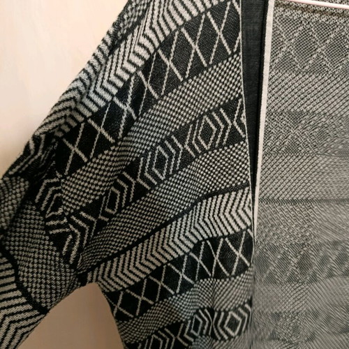 Stradivarius black and white cardigan with fringes like new, size M
