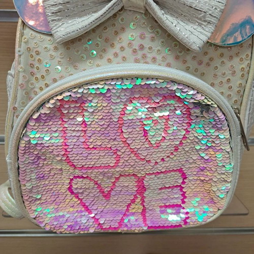 Love kids backpack new, iridescent with bow and color-changing sequins