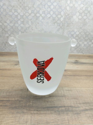 Serkova collectible ice bucket like new, white glass