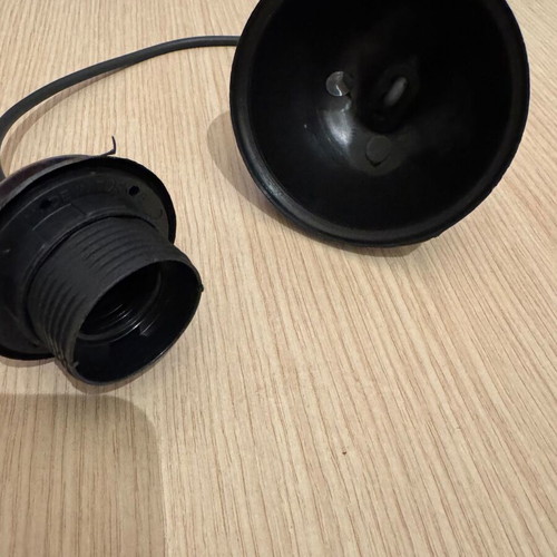 E27 socket with cable new, black color
