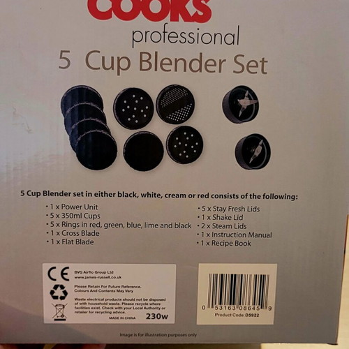 Cooks professional cup blender set, red