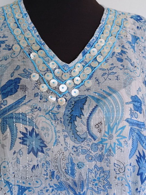 TieRack floral kaftan turquoise blue like new