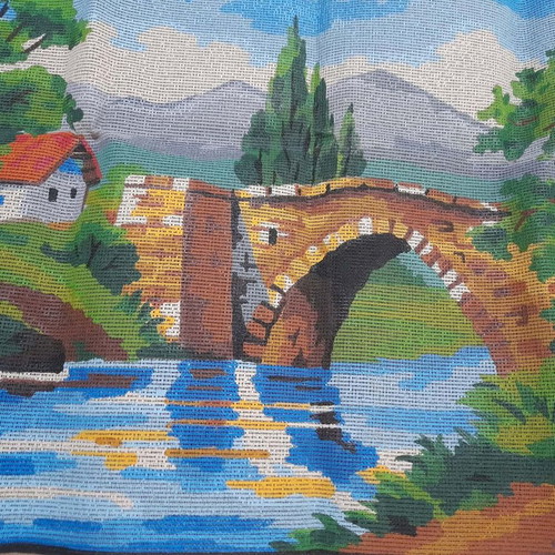 Vintage La Stampa Embroidery Canvas 125x60 cm like new